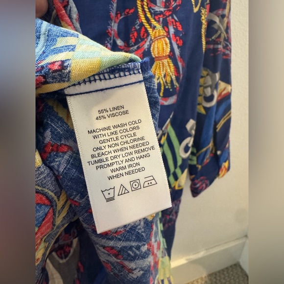NWT - Foxcroft Zoey Linen Nautical Flags 3/4 Sleeve Shirt - Picture 8 of 14